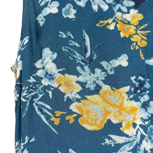 SUNDANCE ON THE BREEZE BLUE FLORAL VISCOSE SLEEVELESS SHARK BITE HEM MAXI DRESS - Picture 10 of 12